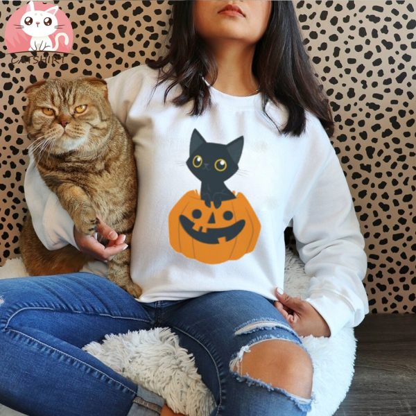 Cute Halloween Black Cat Kids Shirt