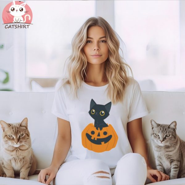 Cute Halloween Black Cat Kids Shirt