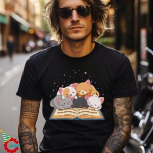 Cute Kawaii Cats Reading T shirt