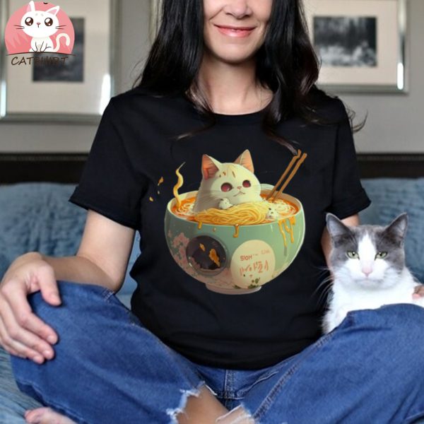 Cute Kawaii Japanese Ramen Cat T Shirt