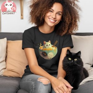 Cute Kawaii Japanese Ramen Cat T Shirt