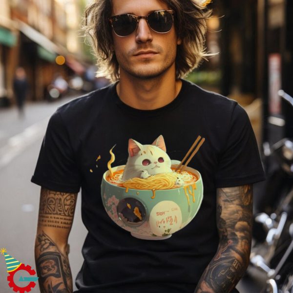 Cute Kawaii Japanese Ramen Cat T Shirt