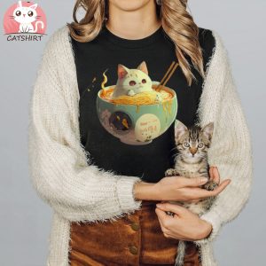 Cute Kawaii Japanese Ramen Cat T Shirt