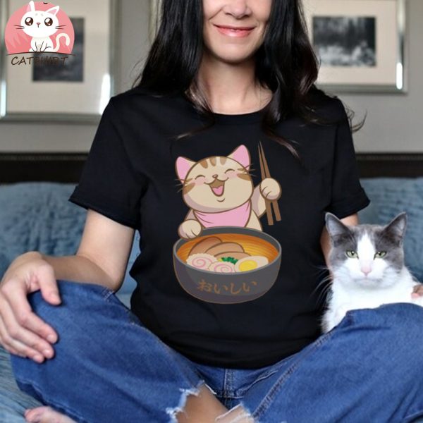 Cute Kawaii Ramen Cat T Shirt