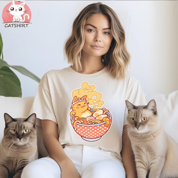 Cute Pink Ramen Cats Shirt