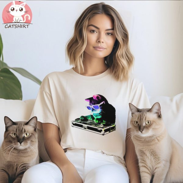 DJ Kitty Kitten House Cat Rainbow T Shirt