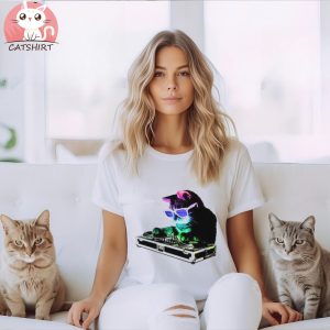 DJ Kitty Kitten House Cat Rainbow T Shirt