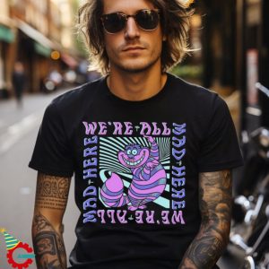 Disney Alice In Wonderland Cheshire Cat We're All Mad Box Up T Shirt