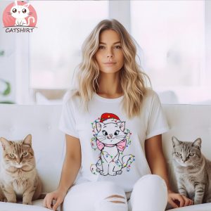 Disney Marie Aristocats Cat Santa Christmas Lights Shirt