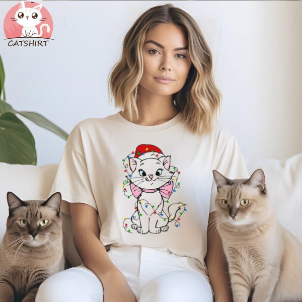 Disney Marie Aristocats Cat Santa Christmas Lights Shirt