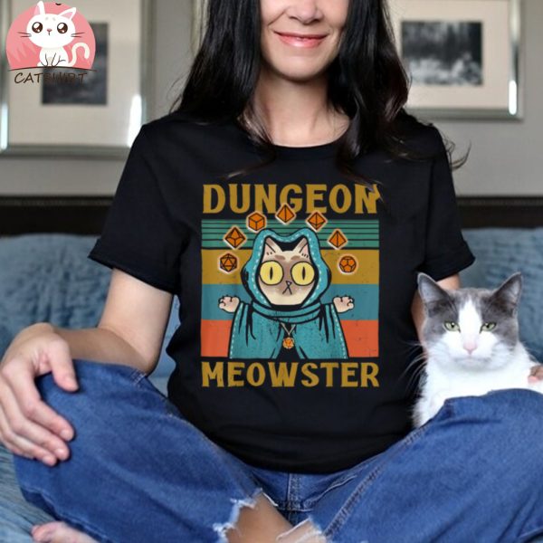 Dungeon Meowster Funny Nerdy Gamer Cat Shirt