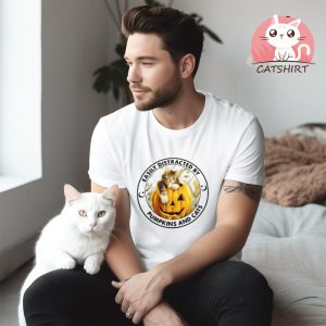 Easily Distracted By Pumpkins And Cats Halloween Shirt