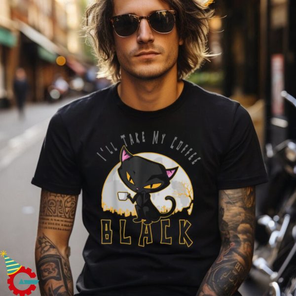 Eat Drink Coffee And Be Scary Black Cat Shirt