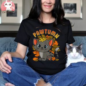 Fall Autumn Cat Kitten Pawtumn Tree Leaves Pun Thanksgiving Shirt