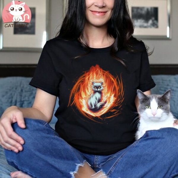 Flaming Cat T shirt