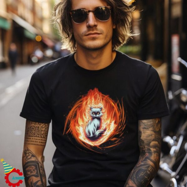 Flaming Cat T shirt