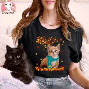 Fun Munchkin Thanksgiving Autumn Cat Lover Shirt