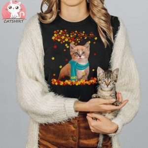 Fun Munchkin Thanksgiving Autumn Cat Lover Shirt