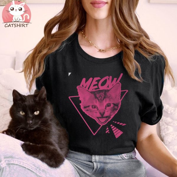 Funny 1980s Cat Lover Unisex Adult Raglan T Shirt