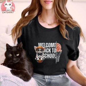 Funny Basketball Cat At With Glasses Welcome Back To School Active T shirt