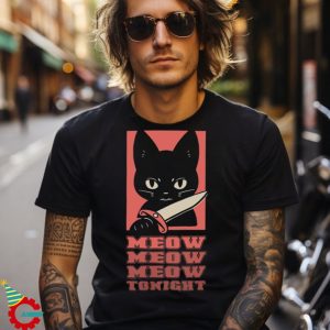 Funny Black Cat Murderous Cat With Knife T shirt