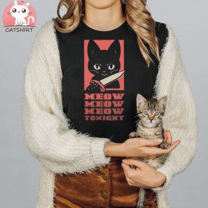 Funny Black Cat Murderous Cat With Knife T shirt