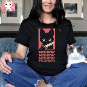 Funny Black Cat Murderous Cat With Knife T shirt