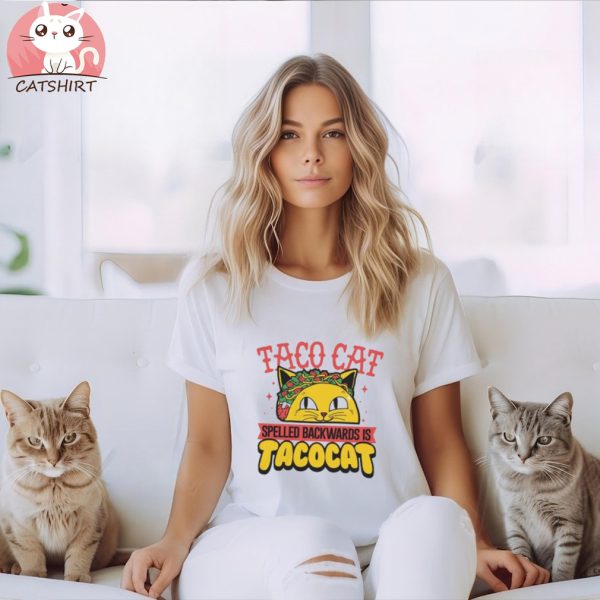 Funny Cartoon Taco Cat Figure , Short Sleeve T Shirt