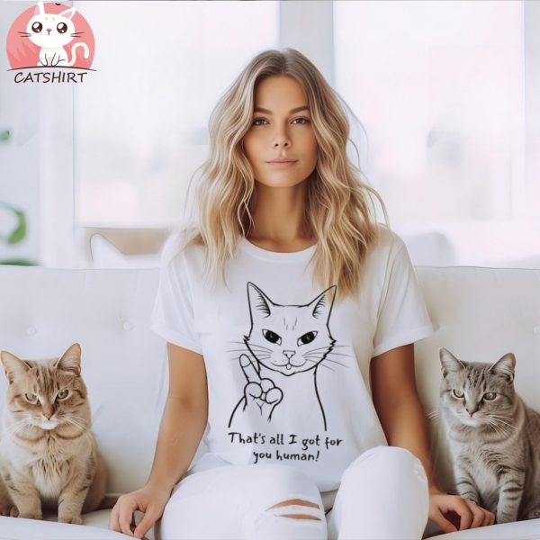 Funny Cat Angry Middle Finger T shirt