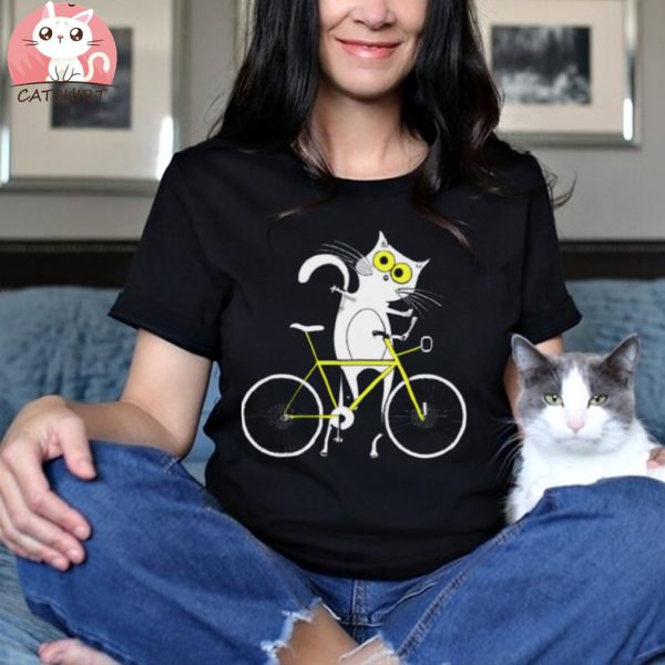 Funny Cat On A Bike T shirt