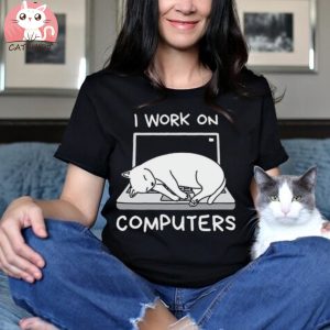 Funny Computer Cat Mom T Shirt