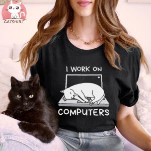 Funny Computer Cat Mom T Shirt