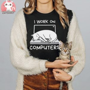 Funny Computer Cat Mom T Shirt