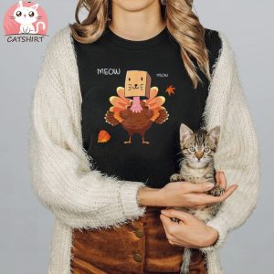 Funny Fake Cat Thanksgiving Turkey Halloween Gifts Shirt