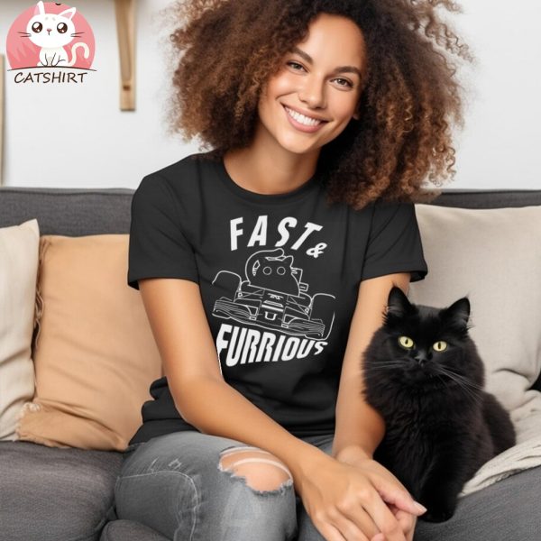 Funny Furrurious Car Driving Cat T shirt