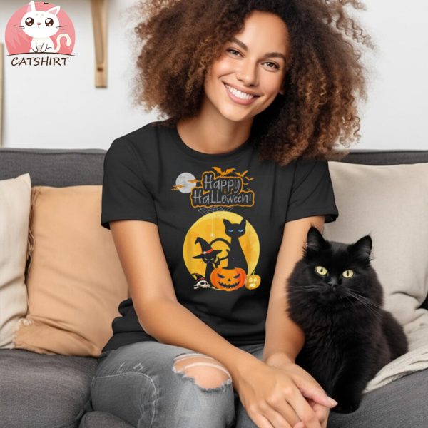 Funny Halloween Cute Cats Pumpkins Party Shirt