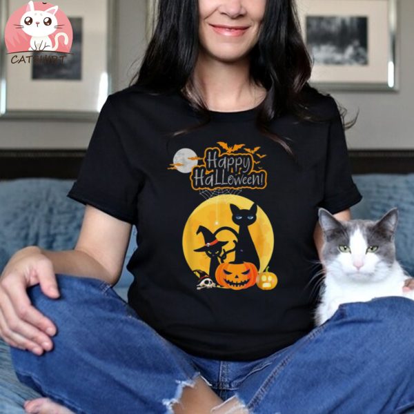 Funny Halloween Cute Cats Pumpkins Party Shirt