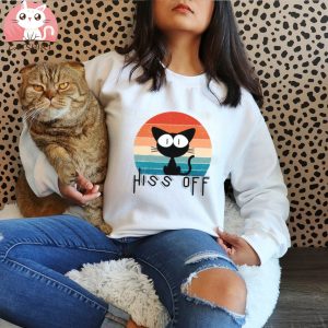 Funny Hiss Off Cat Lovers Quote Retro Vintage T shirt