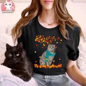 Funny Scottish Fold Thanksgiving Autumn Kitten Cat Lover Unisex Shirt