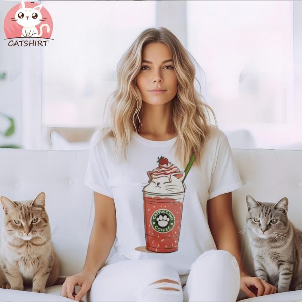 Glitter Strawberry Catpuccino Cat Cappuccino T Shirt