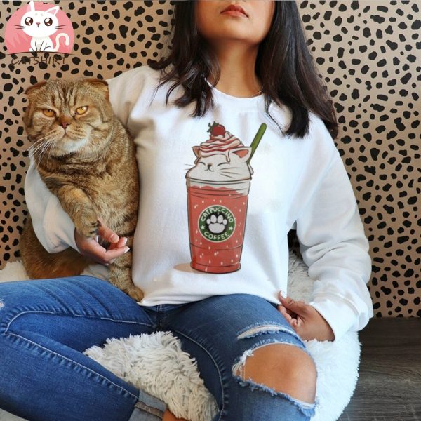 Glitter Strawberry Catpuccino Cat Cappuccino T Shirt