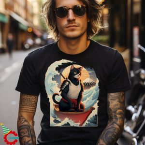 Gorgeous Japanese Samurai Cat Streetwear T shirt