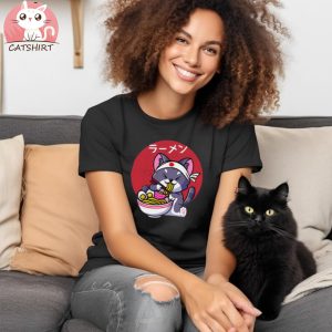 Gracious Kawaii Ramen Cat Japanese Neko Noodle Funny Vintage Anime Organic cotton T shirt