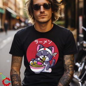 Gracious Kawaii Ramen Cat Japanese Neko Noodle Funny Vintage Anime Organic cotton T shirt