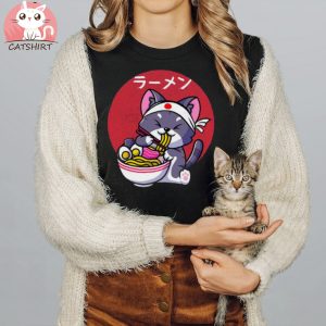 Gracious Kawaii Ramen Cat Japanese Neko Noodle Funny Vintage Anime Organic cotton T shirt