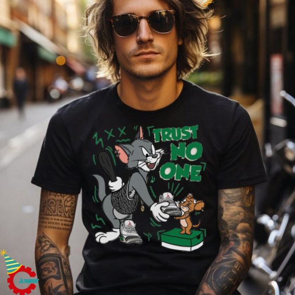 Green Trust No One Cat And Mouse Shirt