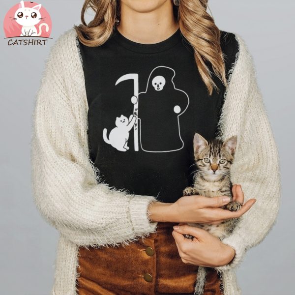 Grim Reaper Cat Scythe T Shirt