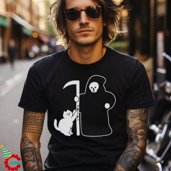 Grim Reaper Cat Scythe T Shirt