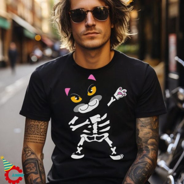 Halloween Black Cat Kitten Skeleton Unisex Shirt