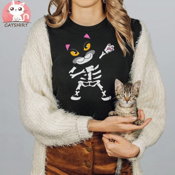 Halloween Black Cat Kitten Skeleton Unisex Shirt